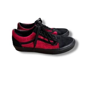 Vans Old Skool Velvet Black Red Parisian Night Sneakers Women's‎ 11 / Men's 9.5